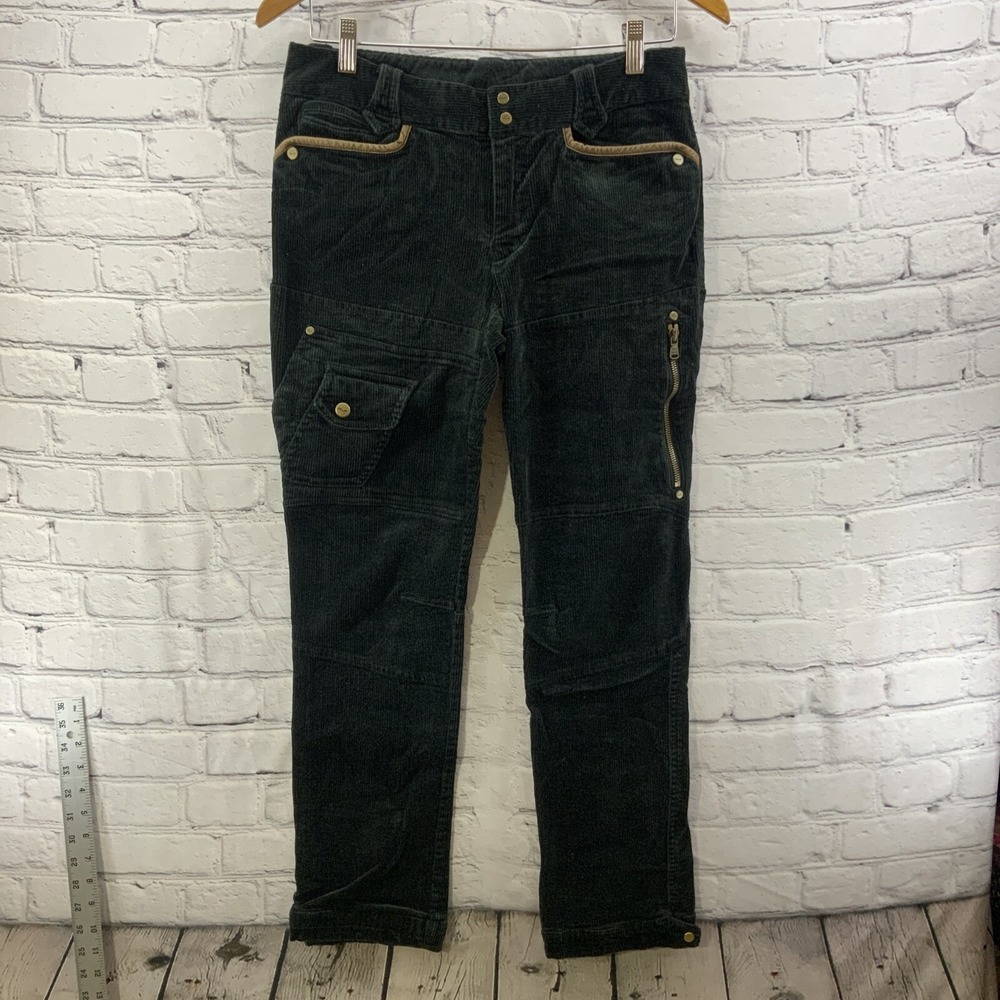 RLX Ralph Lauren Women Sz 8 Corduroy Pants Black Straight Fit